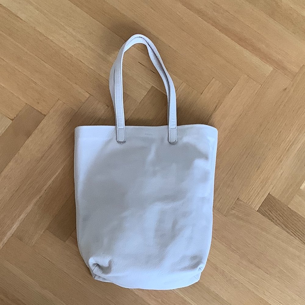 Baggu Leather Tote Stone/Ivory